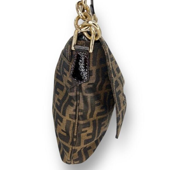 FENDI MIA Brown & Black FF Zucca Logo Single Leather Shoulder Strap Hand… - Picture 7 of 13